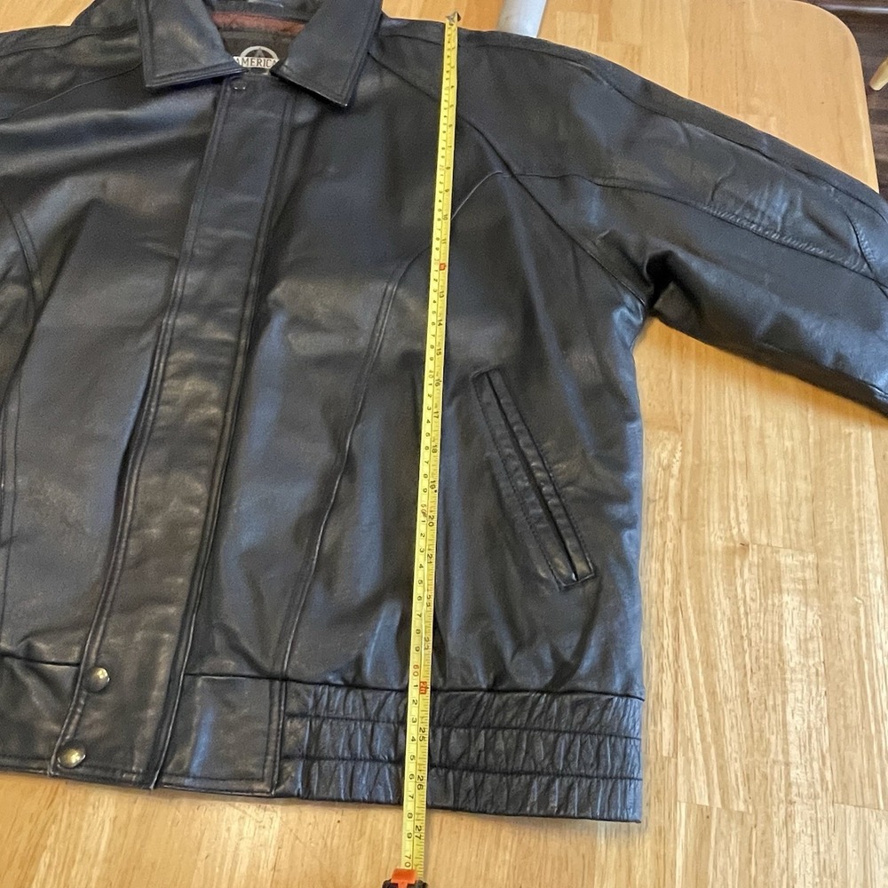 VTG AMERICAN OUTERWEAR MEN XL BLACK LEATHER BOMBER JACKET/AVIATOR, MOTORCYCLE - Picture 7 of 10